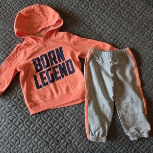 Carter's Toddler Orange, Navy and Gray Hoodie And  Sweatpant Jogger Set, 12 Mo